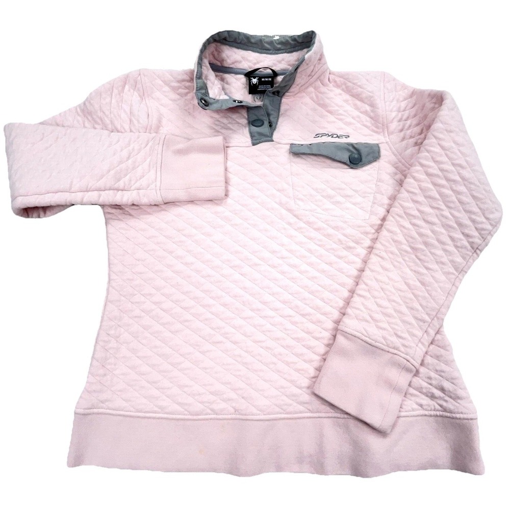 Spyder Jacket Girls Medium Pink Gray‎ Sweater Sweatshirt Snap T Layer Youth Kids